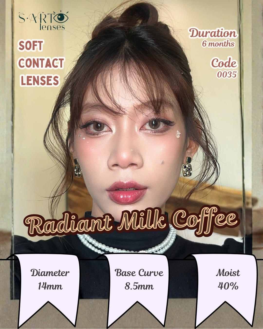 Radiant Milk Coffee 6-month Disposal Contact Lenses FREE Case