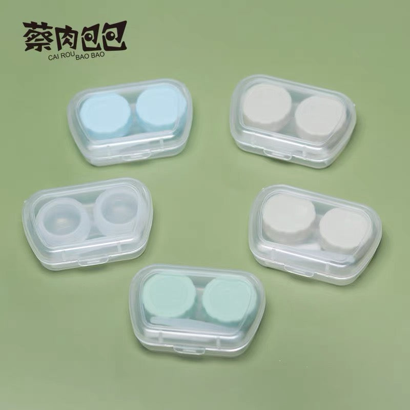 Contact Lenses Portable Double Case Plastic - (Random Color & Random Style)