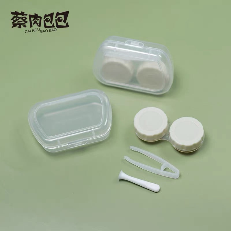 Contact Lenses Portable Double Case Plastic - (Random Color & Random Style)