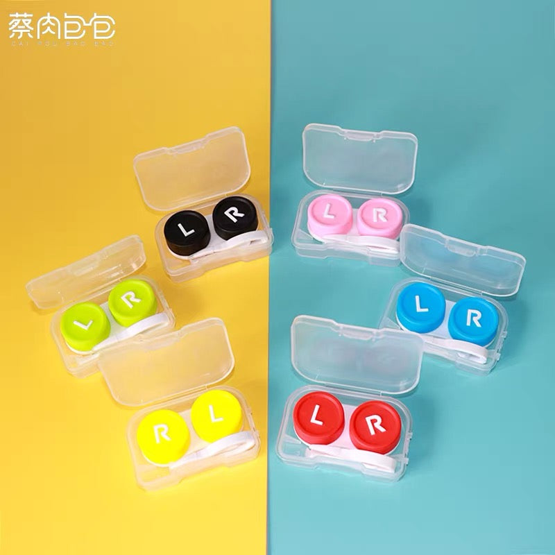Contact Lenses Portable Double Case Plastic - (Random Color & Random Style)