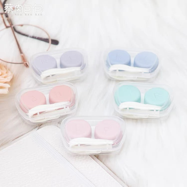Contact Lenses Portable Double Case Plastic - (Random Color & Random Style)