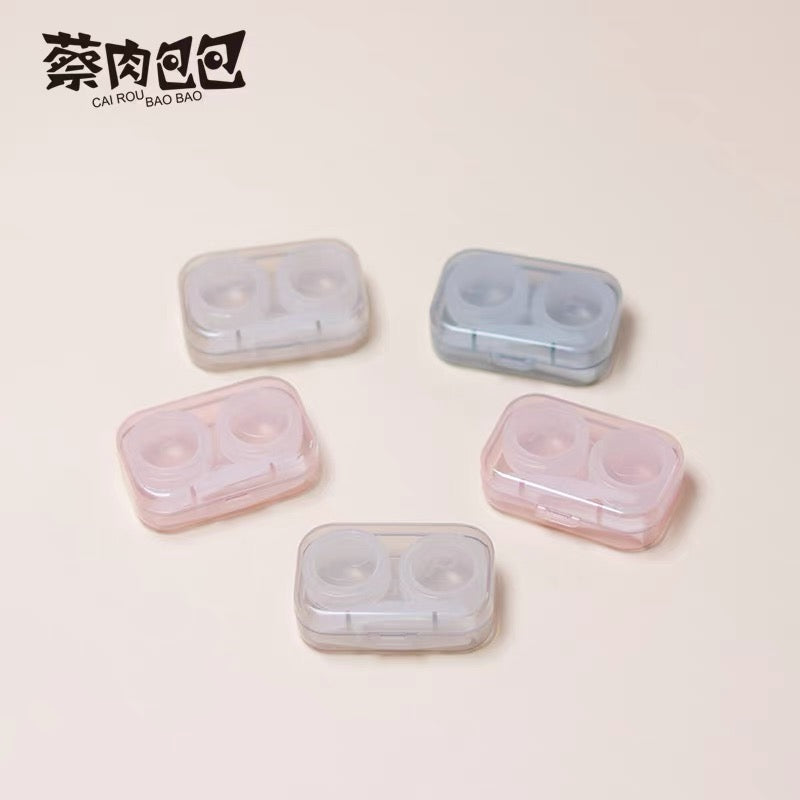 Contact Lenses Portable Double Case Plastic - (Random Color & Random Style)