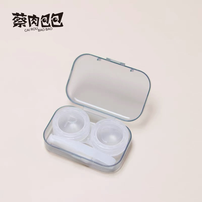 Contact Lenses Portable Double Case Plastic - (Random Color & Random Style)