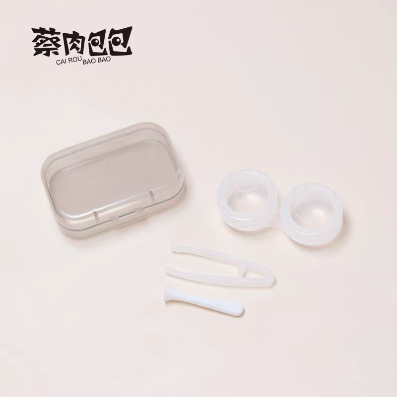 Contact Lenses Portable Double Case Plastic - (Random Color & Random Style)