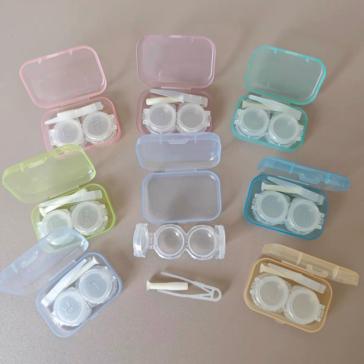 Contact Lenses Portable Double Case Plastic - (Random Color & Random Style)