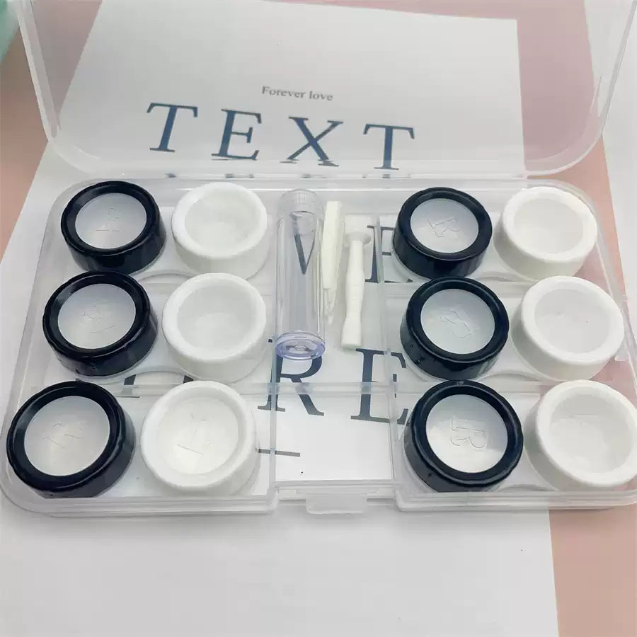 Six-pair, multi-pair, large-capacity portable contact lens case/storage box/contact lenses